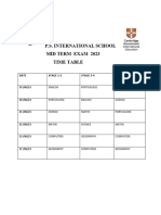 Mid Term Time Table 2023 Primary