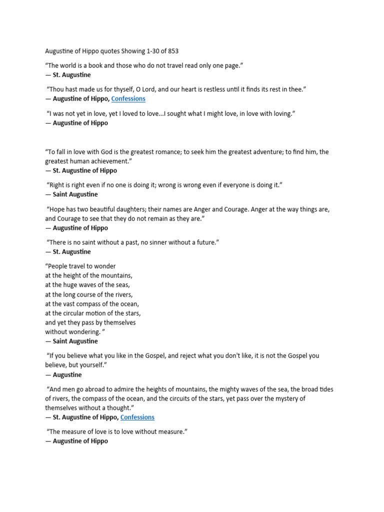Quotes from St. Augustine of Hippo PDF Augustine Of Hippo