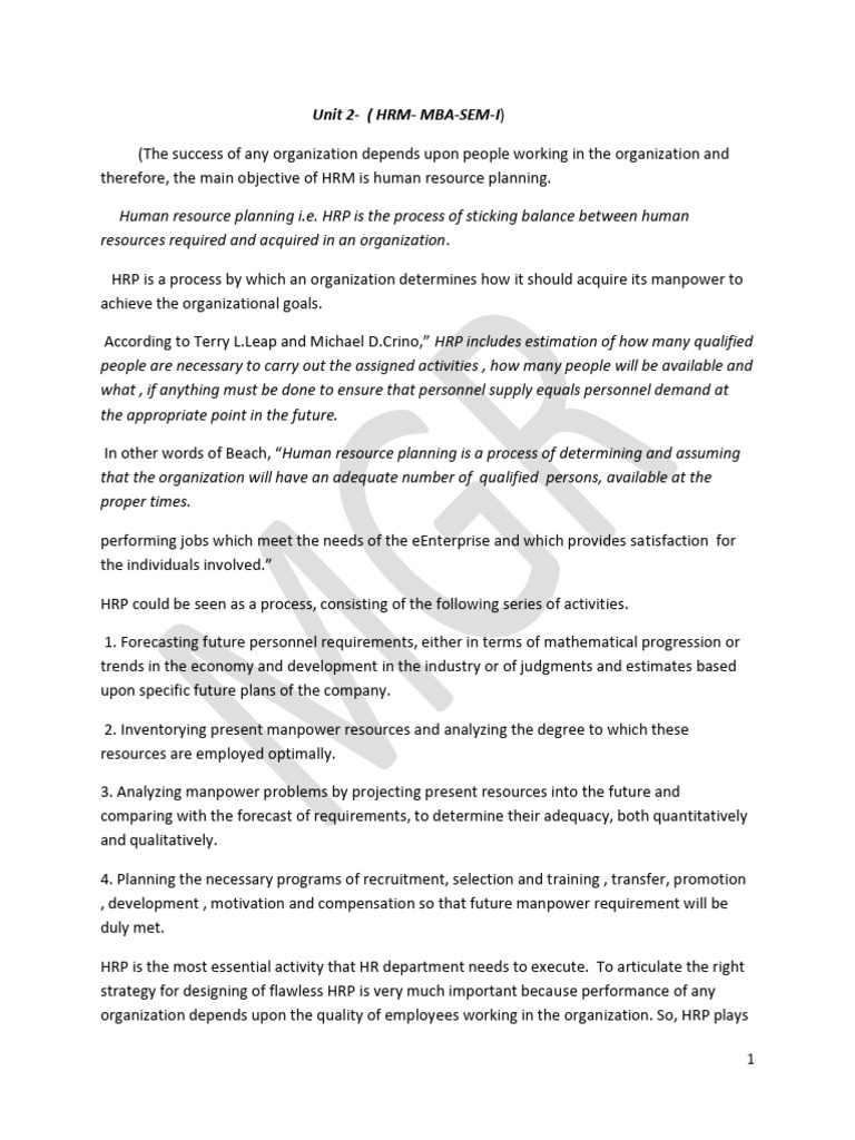 HRM Notes Unit 2-6 | PDF | Recruitment | Human Resources