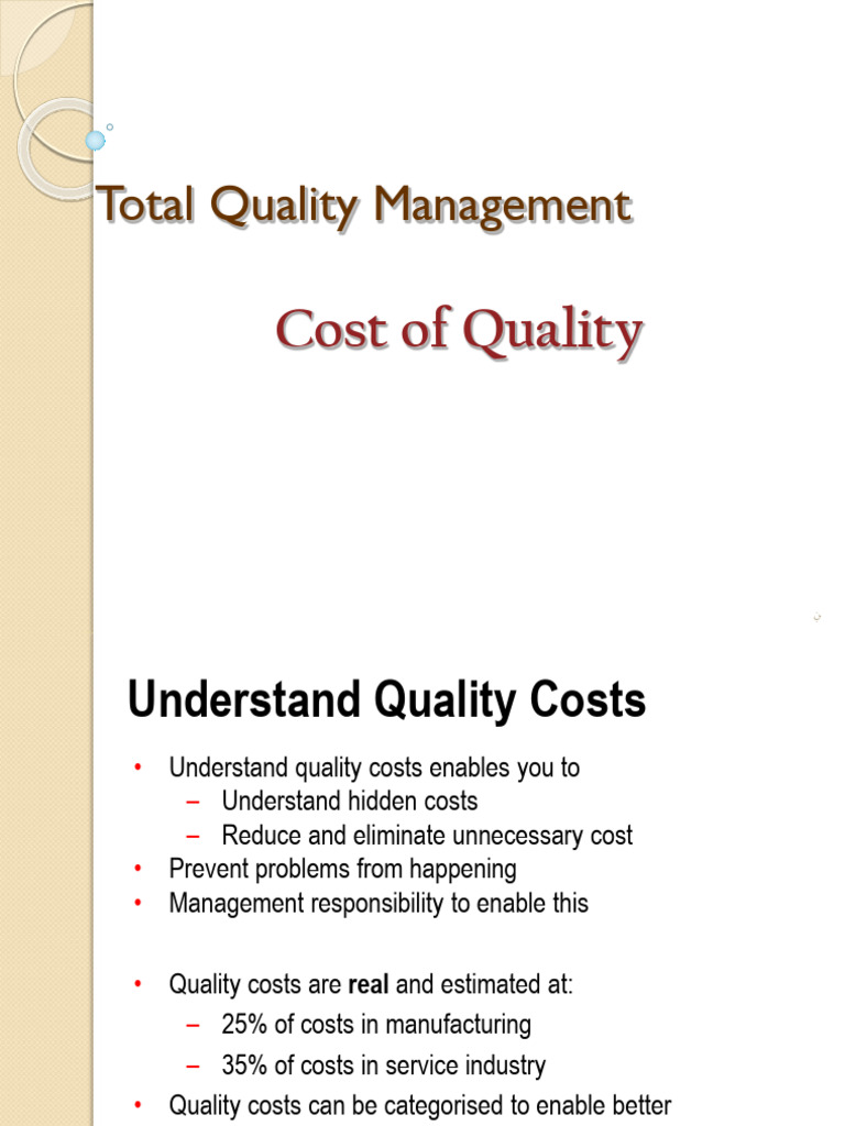 The Cost Of Quality Pdf Cost Quality Business