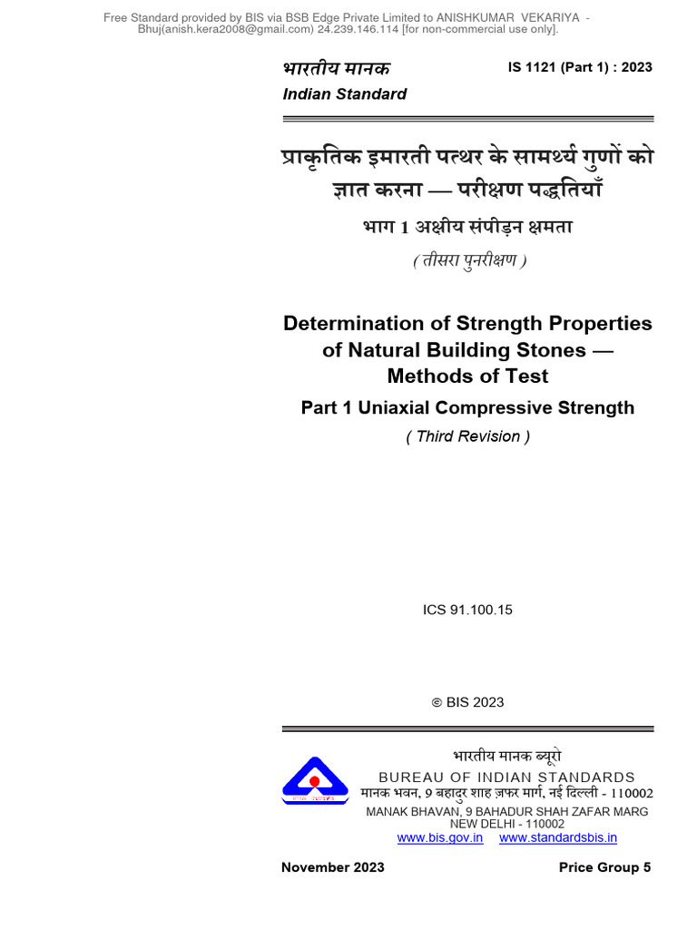 Determination of Strength Properties of Natural Building Stones ...