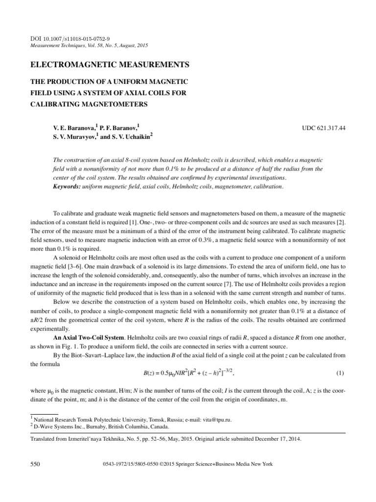 Uniform Magnetic Field Calibration | PDF | Magnetometer | Magnetic Field