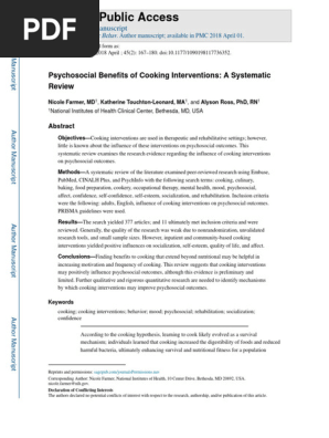 Cooking Mental Health