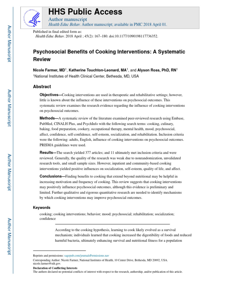 Cooking Benefits Mental Health