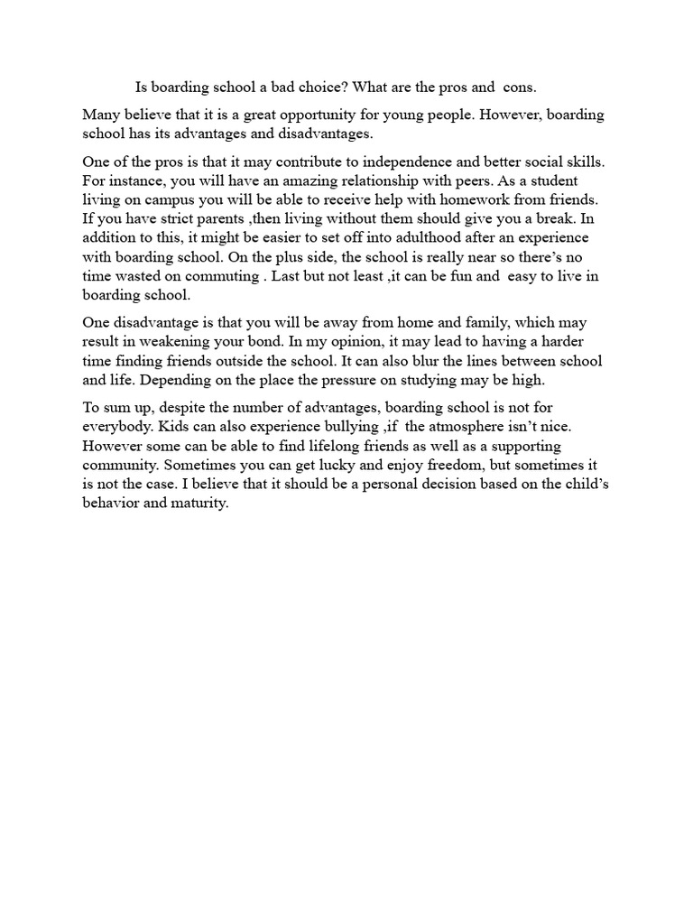 Is Boarding School A Bad Choice PDF