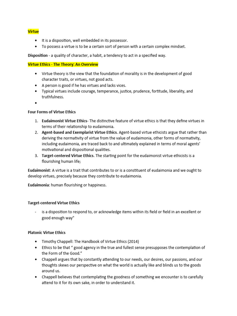 Understanding Virtue Ethics and Its Principles | PDF | Virtue Ethics ...