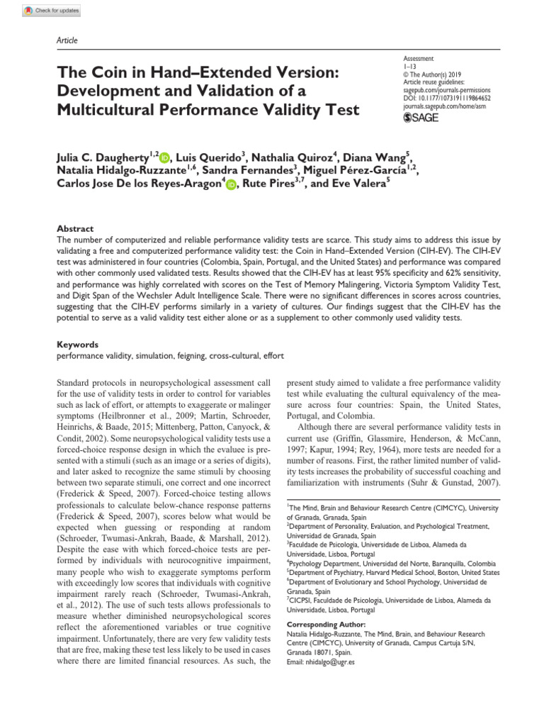 The Coin in Hand-Extended Version: Development and Validation of A ...