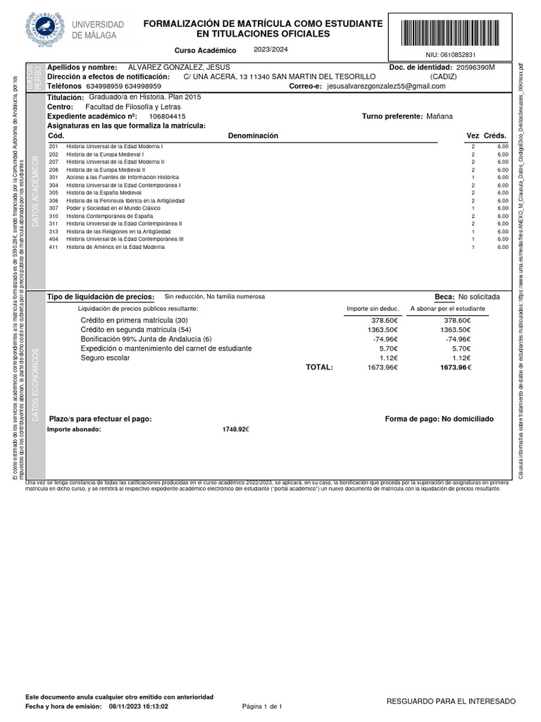 Impreso Matricula PDF