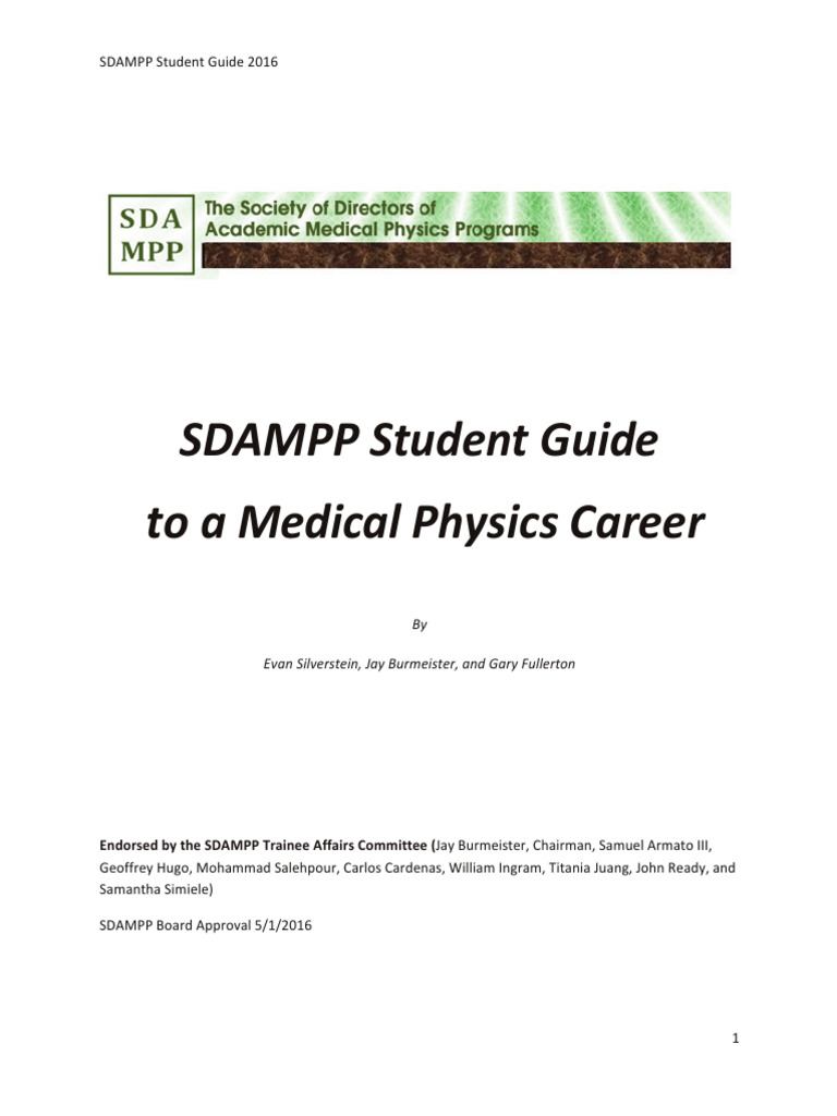 SDAMPP Student Guide To A Medical Physics Career Download Free PDF