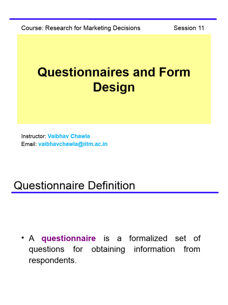 Effective Questionnaire Design Guide | PDF | Survey Methodology ...
