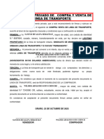 Documento Privado de Compra y Venta de Linea de Transporte