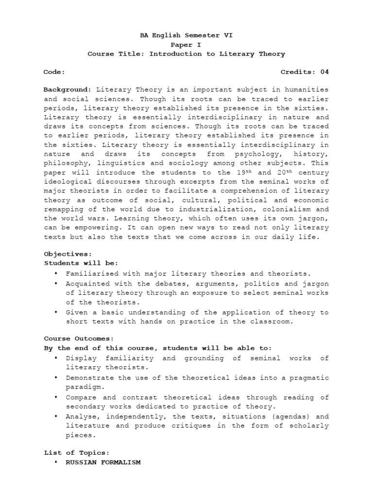 English Syllabus Download Free Pdf Teachers Theory