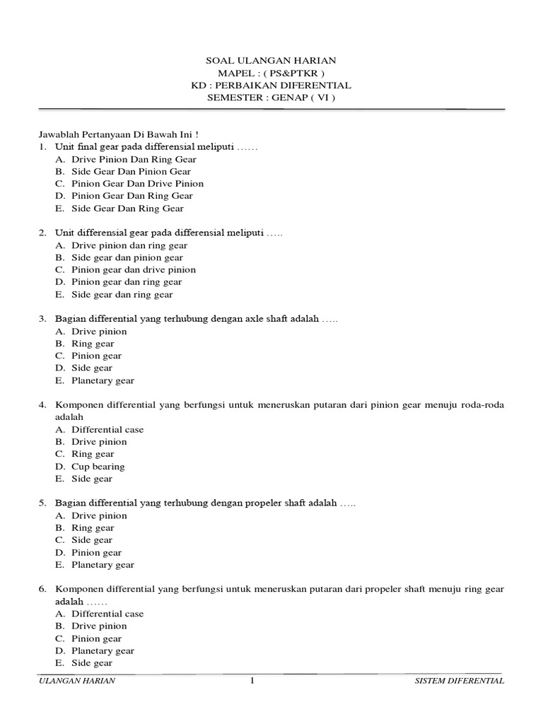 Soal PG Final Diferensial | PDF