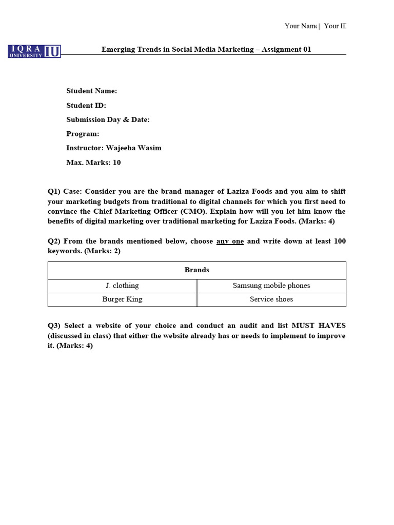 Social Media Marketing Trends Assignment | PDF