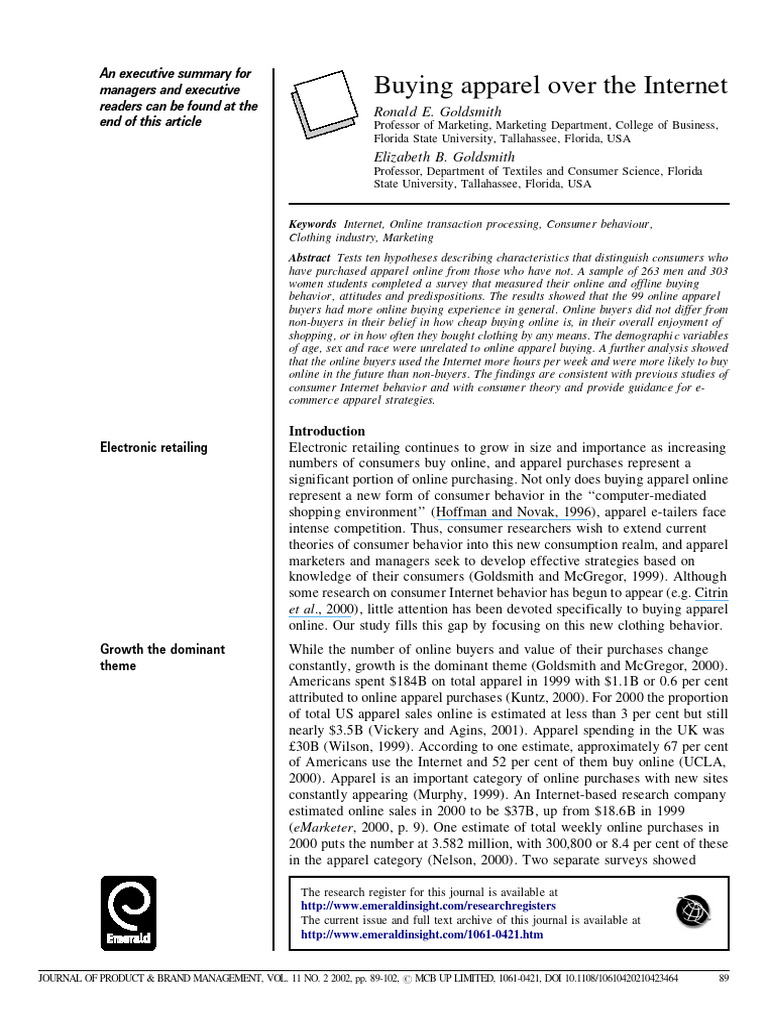 Online Apparel Buying Behavior Insights | PDF | Factor Analysis ...