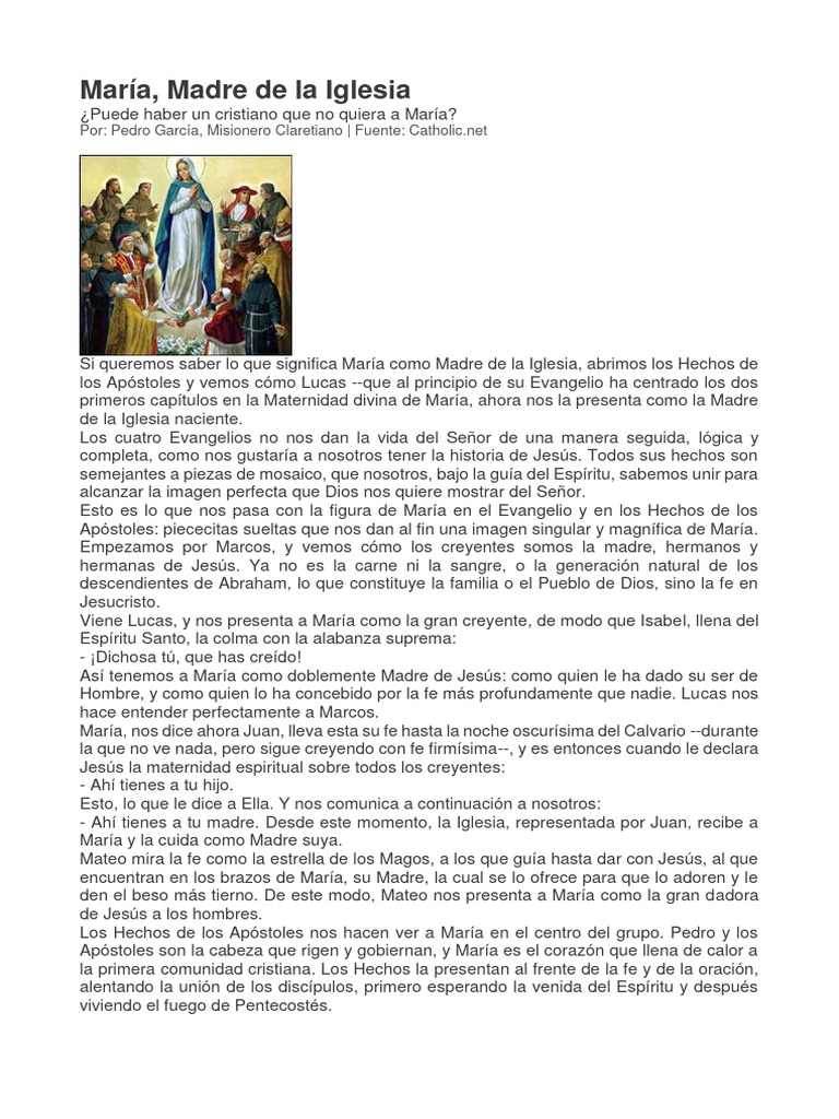 María, Madre de los Huérfanos y la Iglesia | PDF | María, madre de ...