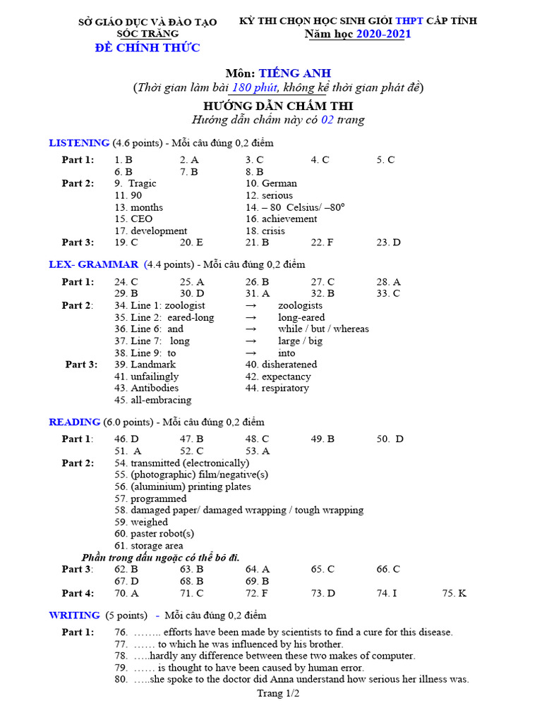HDC TiengAnh CT HSG THPT-2021 3f67f | PDF
