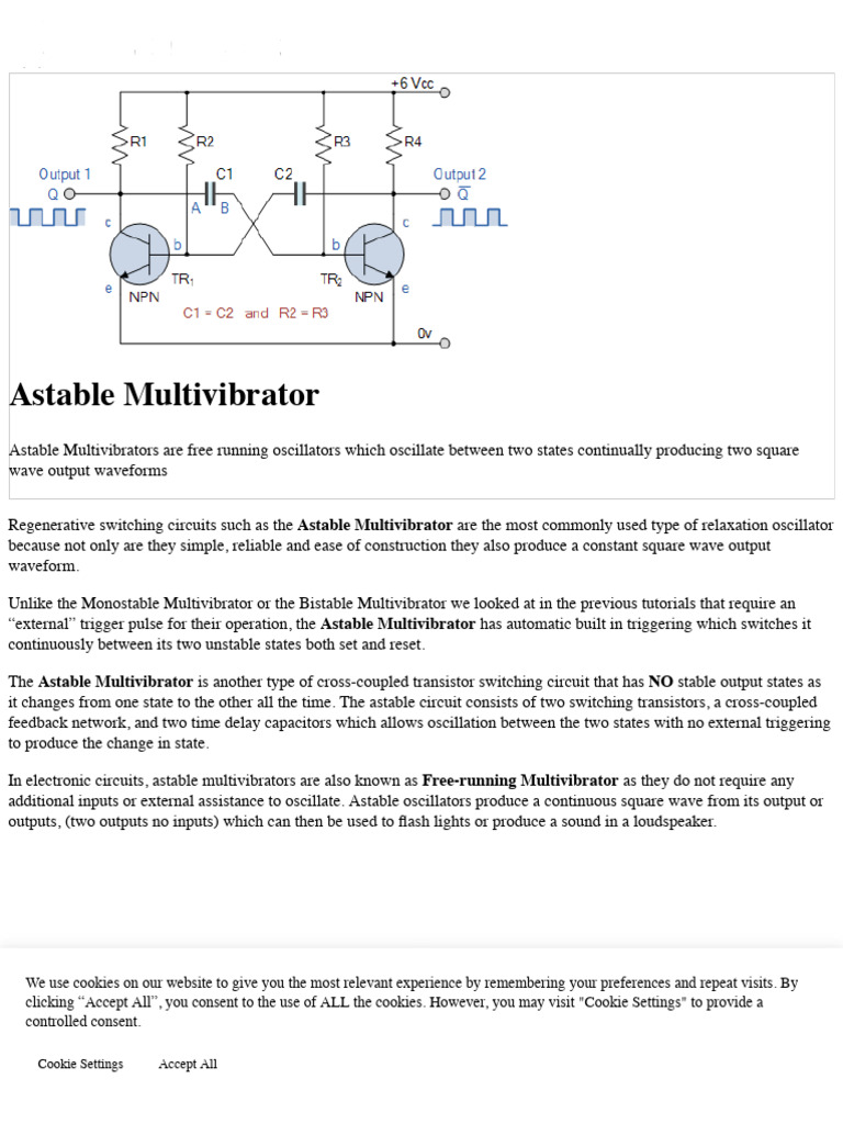 Astable Multivibrator and Astable Oscillator Circuit PDF