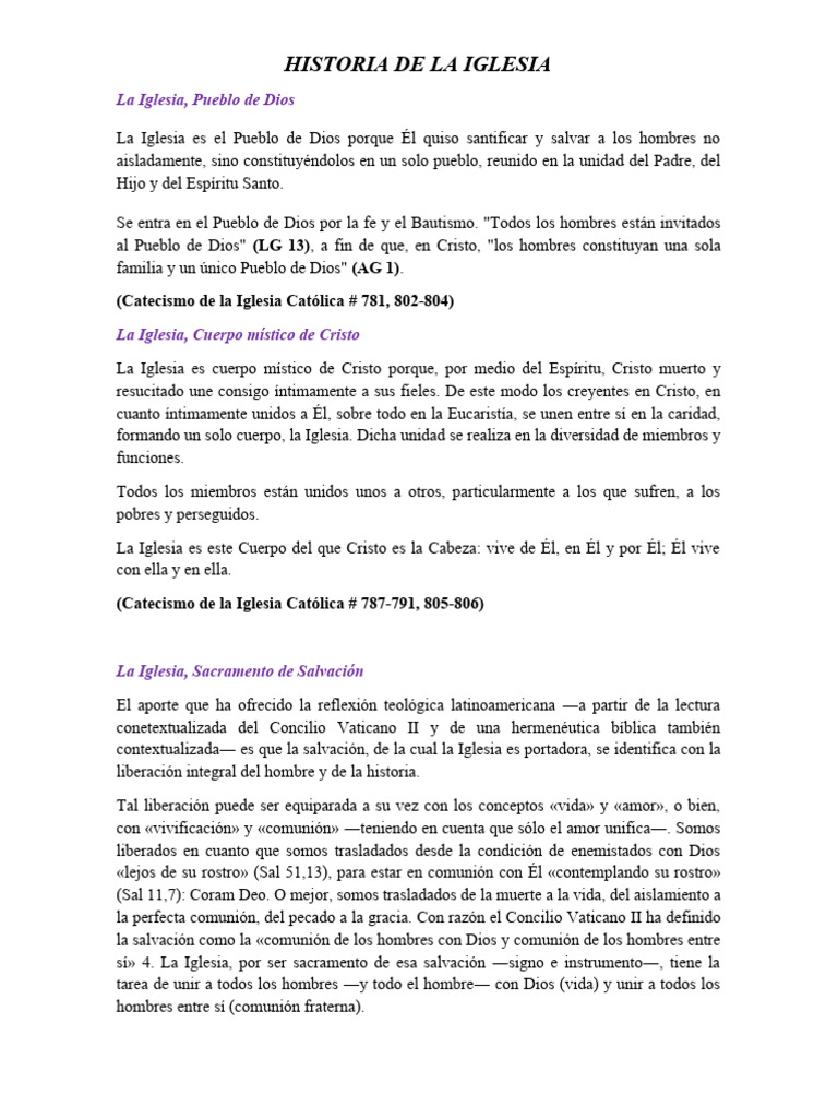 Historia y esencia de la Iglesia Católica | PDF | eucaristía | Iglesia ...