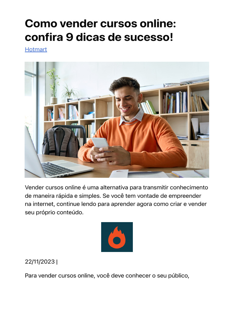 9 Dicas para Vender Cursos Online | PDF | SEO | Marketing