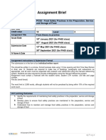 Assignment Brief and Frontsheet - PCSS - Food Safety Practices 2021