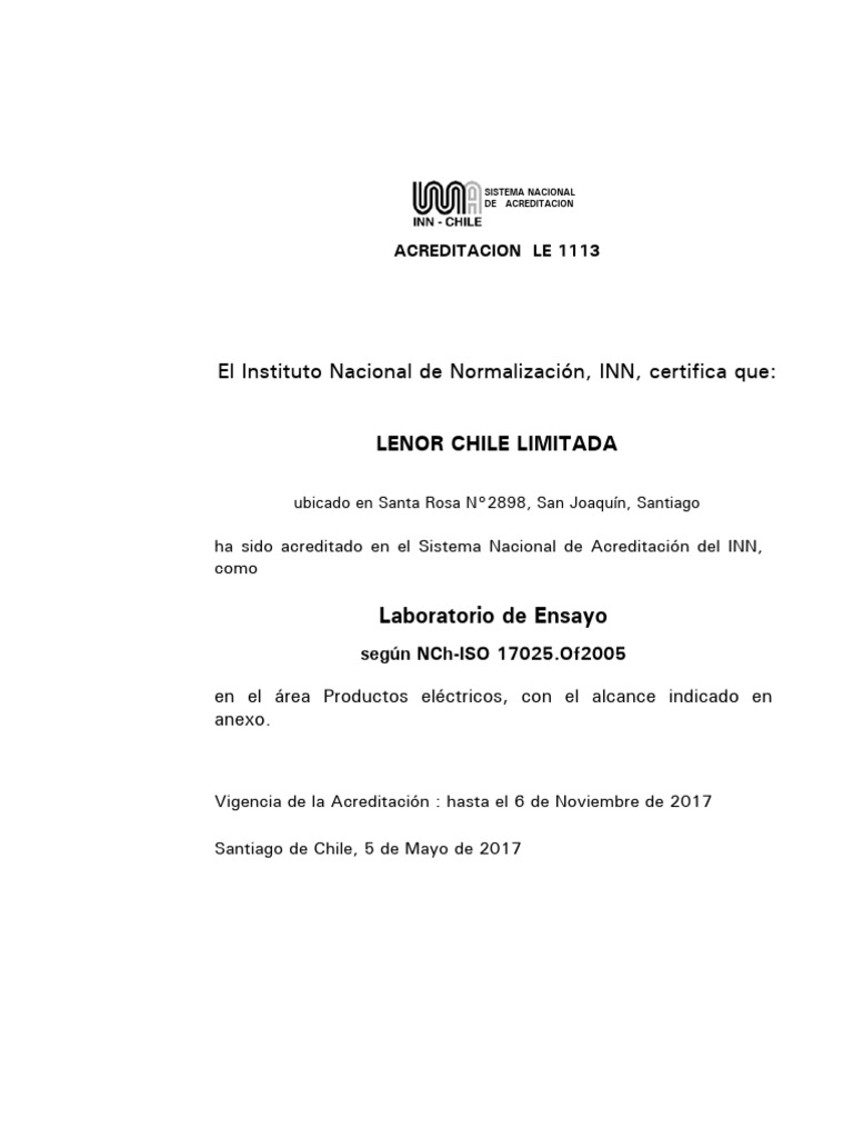Acreditacion LENOR PDF
