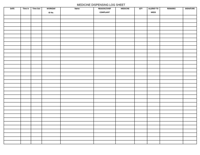 Medicine Dispensing Log Sheet | PDF