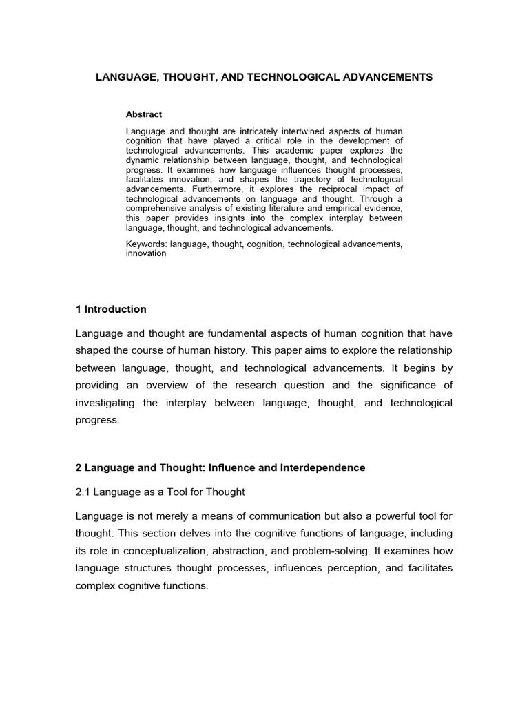 Language, Thought, and Technology's Impact | PDF | Innovation | Thought