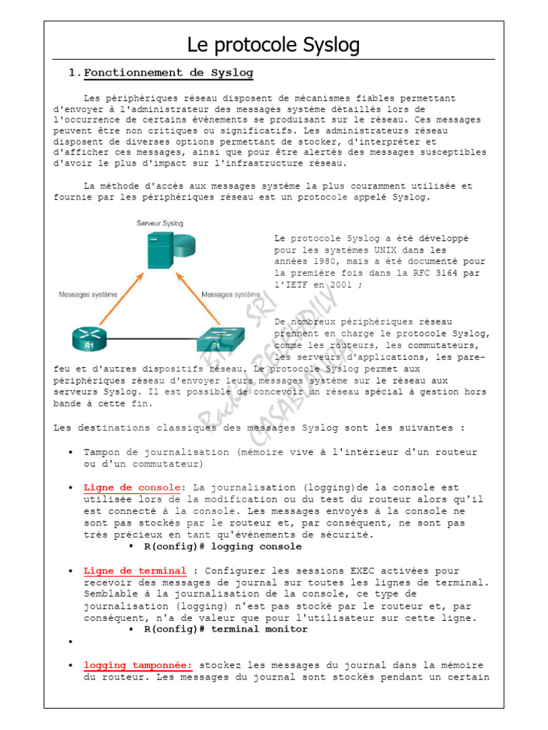 Protocole Syslog et RFC 3164 | PDF | Serveur (Informatique ...