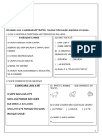 2ano LìNGUA PORTUGUESA Ativ 15 Localizar Informaºáes Expl¡citas em Textos