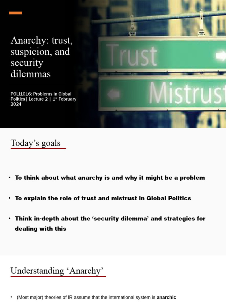 Anarchy and the Security Dilemma in Politics | PDF | Political Science ...
