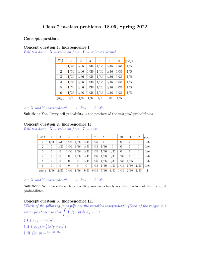 Mit18 05 s22 Class07 Pset Sol PDF Probability Density Function