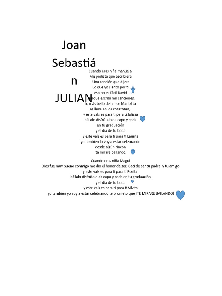 Vals de Joan Sebastián para Julián | PDF | Poesía