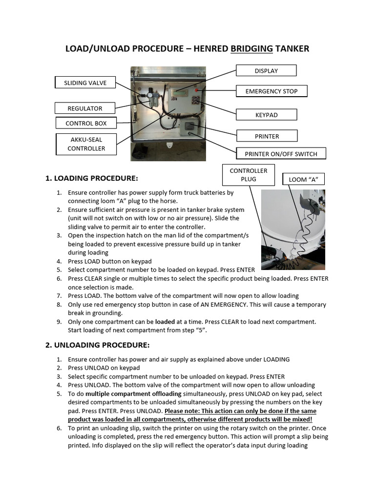 Load Unload Procedure | PDF | Oil Tanker | Valve image.