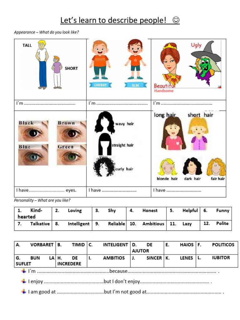 Describing People Pre-Movers Adina Luiza Cristina | PDF