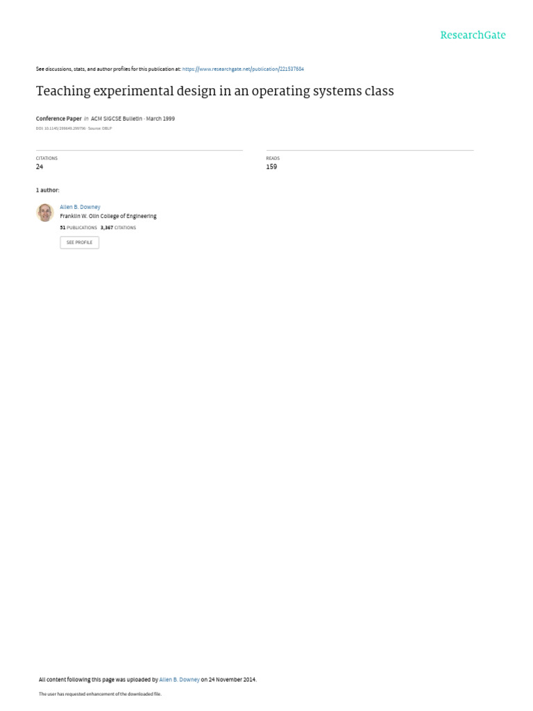 Teaching Experimental Design in An Operating Syste | PDF | Operating ...