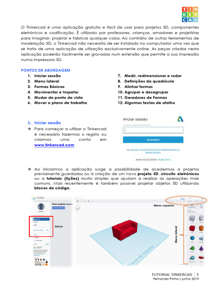 Tutorial Completo do Tinkercad | PDF | Botão Ctrl | Impressão 3D