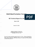 Multi-Band Excitation Vocoder: RLE Technical Report No. 524
