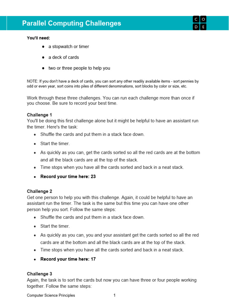Parallel Computing Card Sorting Challenges | PDF | Computer Science ...