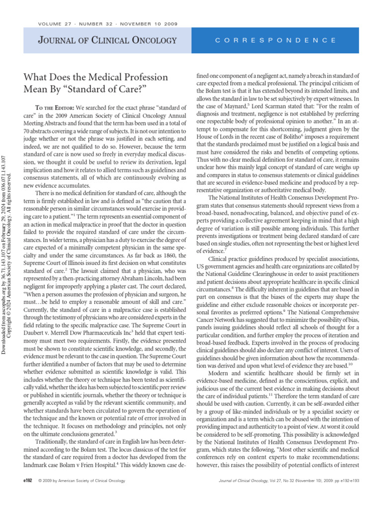 Strauss Thomas 2009 What Does The Medical Profession Mean by Standard