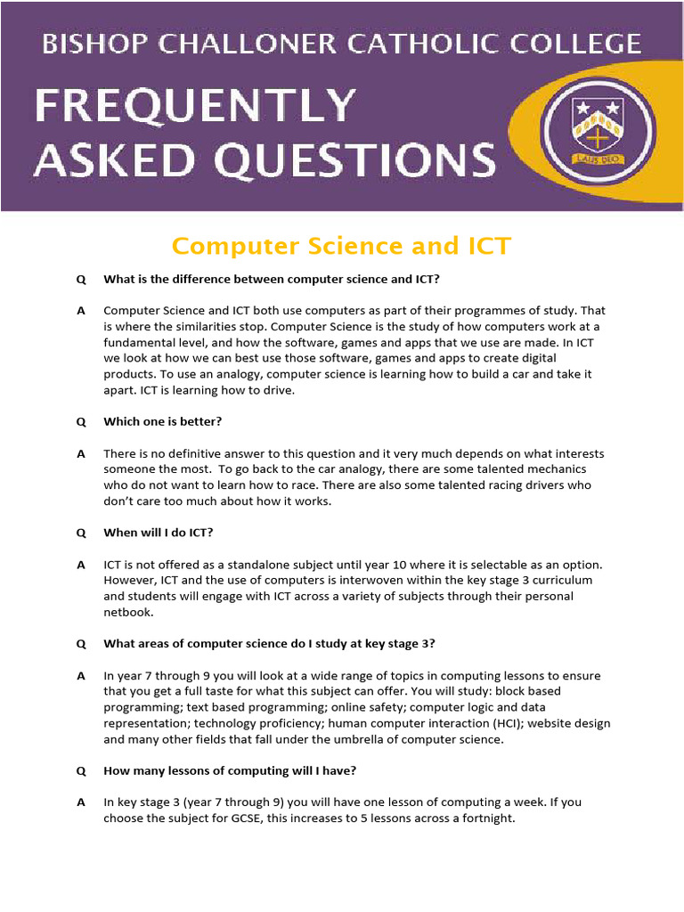 Student Guide to CS and ICT Choices | PDF | Information Technology ...