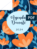 Agenda Docente 2024 Floral Azul y Naranja