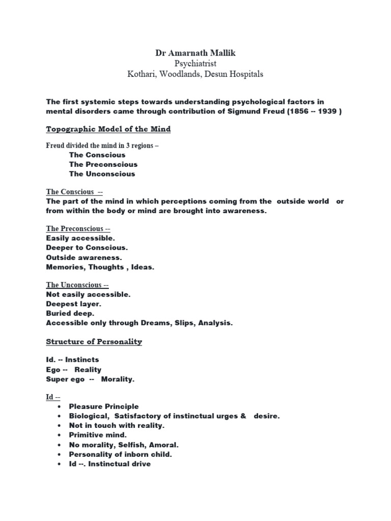 Freud's Topographic Model Explained | PDF | Self-Improvement
