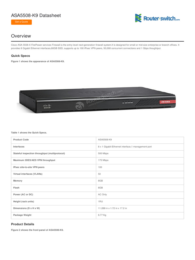 Asa5508 k9 Datasheet | PDF | Alternating Current | Mains Electricity