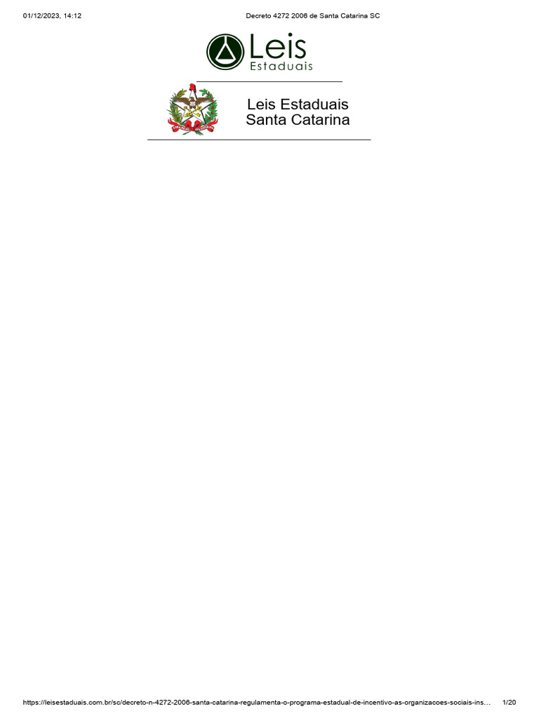 Decreto 4272 2006 de Santa Catarina SC | PDF