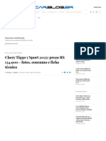Chery Tiggo 7 Sport 2025 - Preço R$ 134.900 - Fotos, Consumo e Ficha