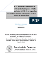 Evaluación de La Constitucionalidad A Los Decretos de Necesidad y Urgencia Dictados Por La Pandemia Del COVID-19 en Argentina