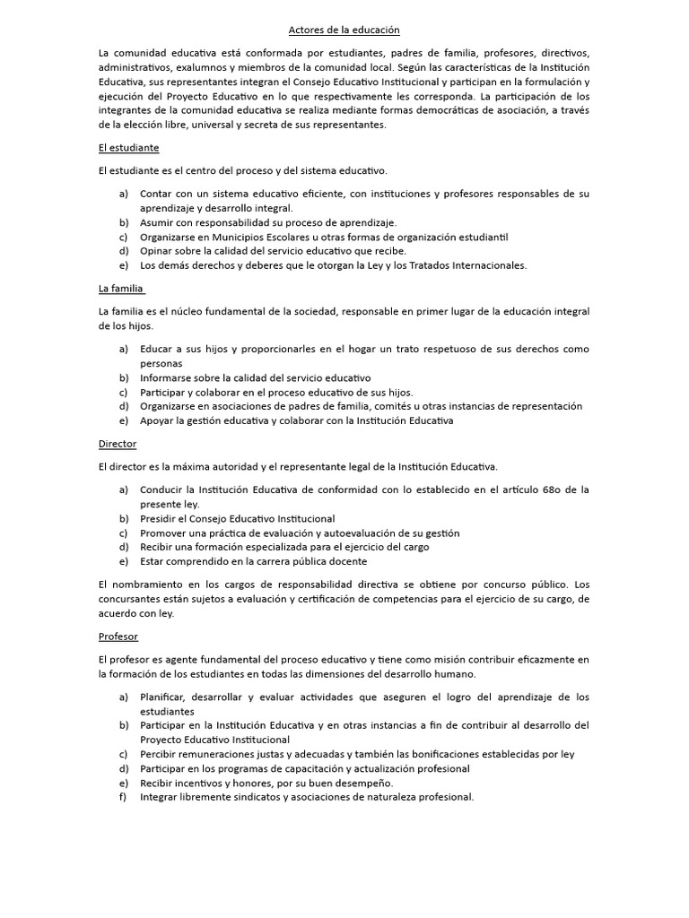 Actores de La Educación | PDF | Evaluación | Aprendizaje