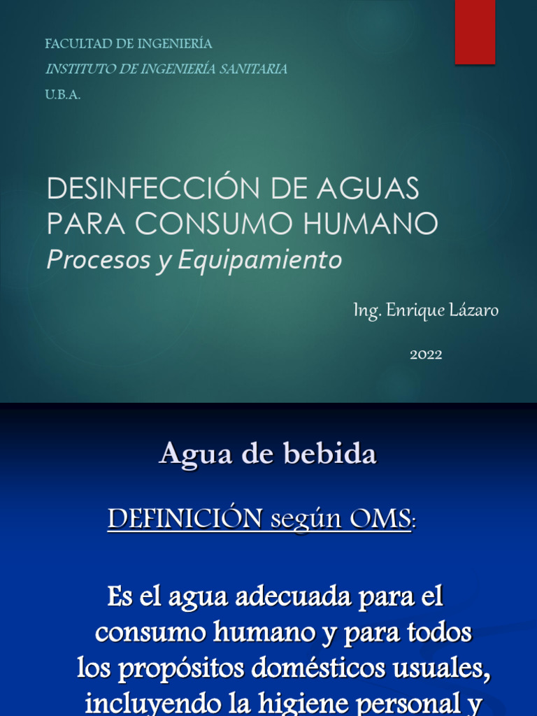 Desinfección de Aguas para Consumo Humano 2022 | PDF | Amoníaco | Cloro