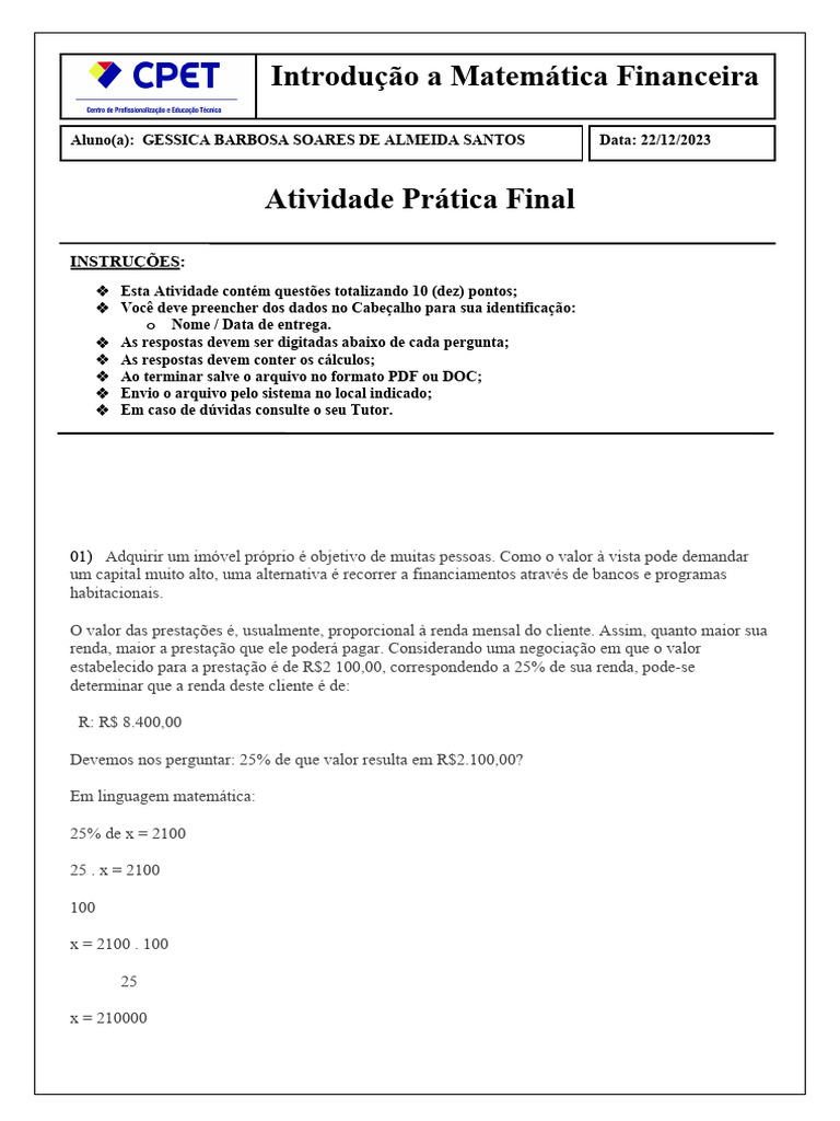 Atividade Prática Final | PDF